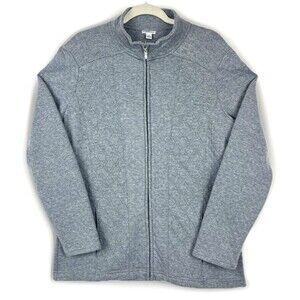 Croft & Barrow Flannel Jacket  Womens SZ M Soft Gray Zip Lightweight Pockets